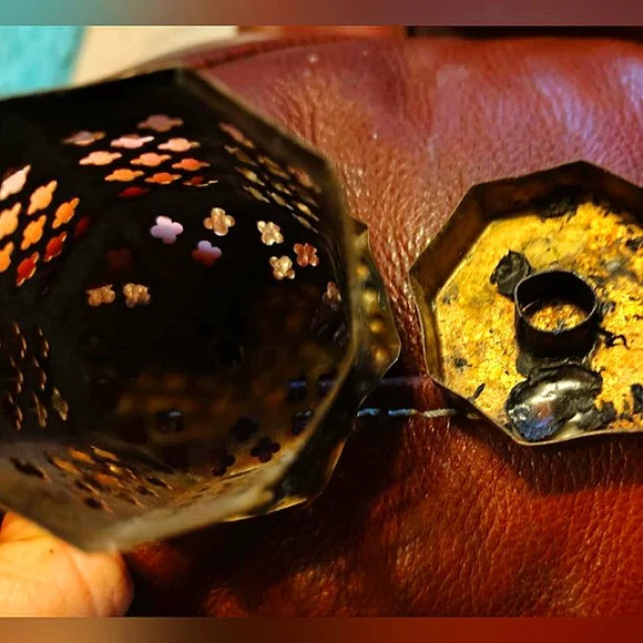 Antique/ Old Vintage Hammered Bronze Tealight Lantern Candle Holder - Picture 6 of 11